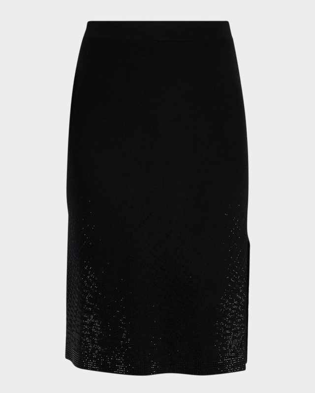 Cashmere Rhinestone-Embellished Pencil Skirt
